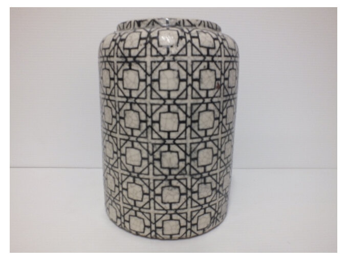 container#ceramic#pot#medium#patterned#geometric#white#black