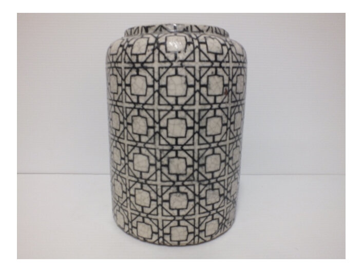 container#ceramic#pot#medium#patterned#geometric#white#black