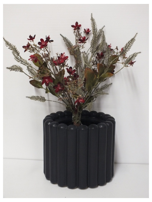 #container#ceramic#vase#round#black#textured