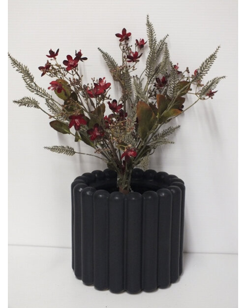 #container#ceramic#vase#round#black#textured