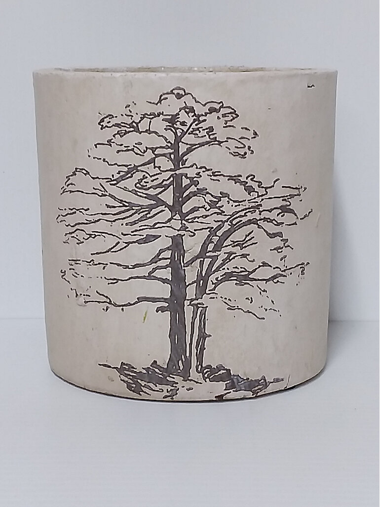 #container#ceramic#vase#round#cream#treeoflife