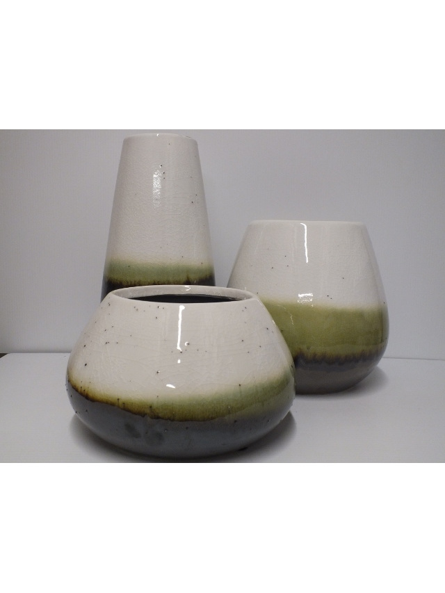 #container#ceramic#vase#round#earthytones#setthree