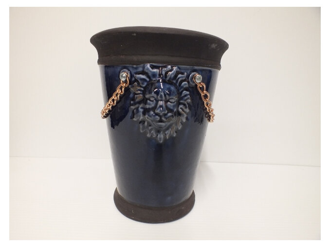#container#pot#ceramic#navyblue#lionhead#embosed