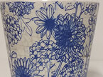 container#pot#ceramic#vintage#textured#blue#white#crackle