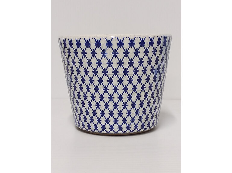 container#pot#ceramic#vintage#textured#blue#white#crackle