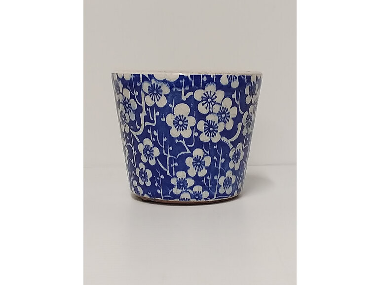 container#pot#ceramic#vintage#textured#blue#white#crackle