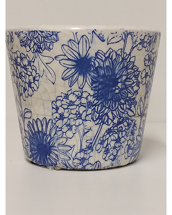 container#pot#ceramic#vintage#textured#blue#white#crackle