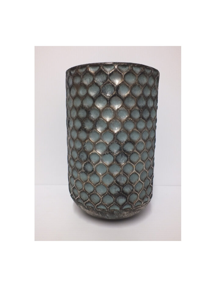 #container#vase#tin#dimples#pewter#duckegg