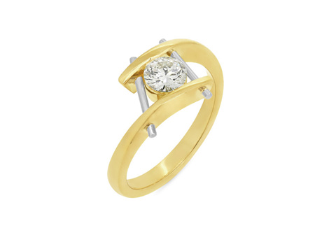 Contemporary Two-Tone Diamond Ring