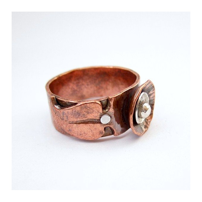 Copper and Sterling Silver Poppy Ring Julia Banks Jewellery