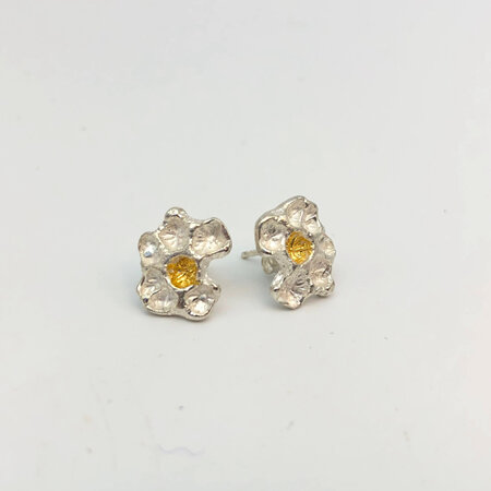 Coral Daisy Stud Earrings