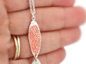 Coral orange sterling silver ika fish kinetic tails necklace handmade nz jewelry