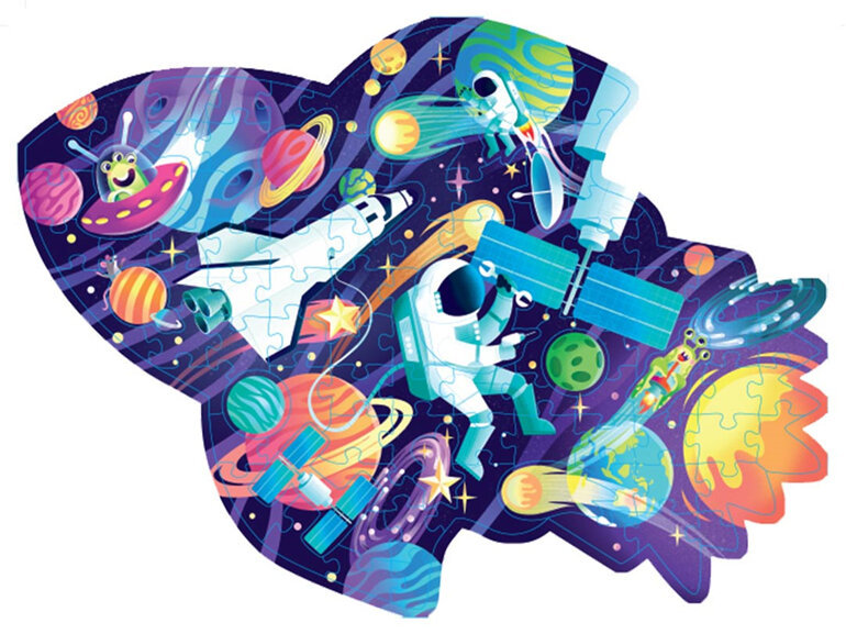 Cosmic Space Mission Shiny Shaped Puzzle hinkler rocket jigsaw kids