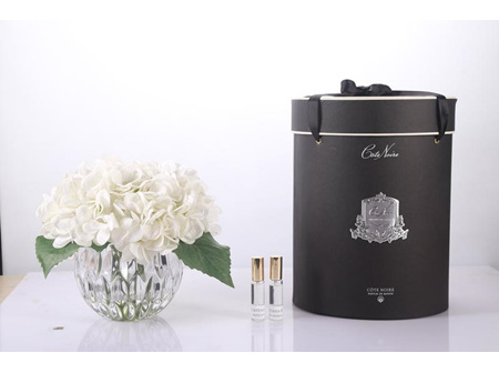Cote Noire - Luxury Range Hydrangea's - Ivory - Crystal Vase - LHY01