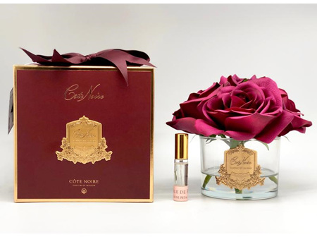 Cote Noire Perfumed Natural Touch 5 Roses - Clear - Carmine Red - Burgundy Box - GMR90