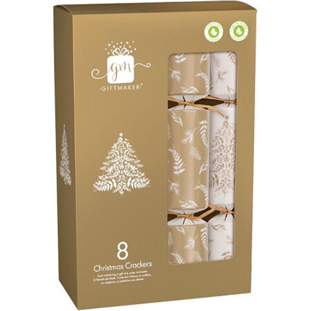Crackers - Christmas gold & white- 8 pack