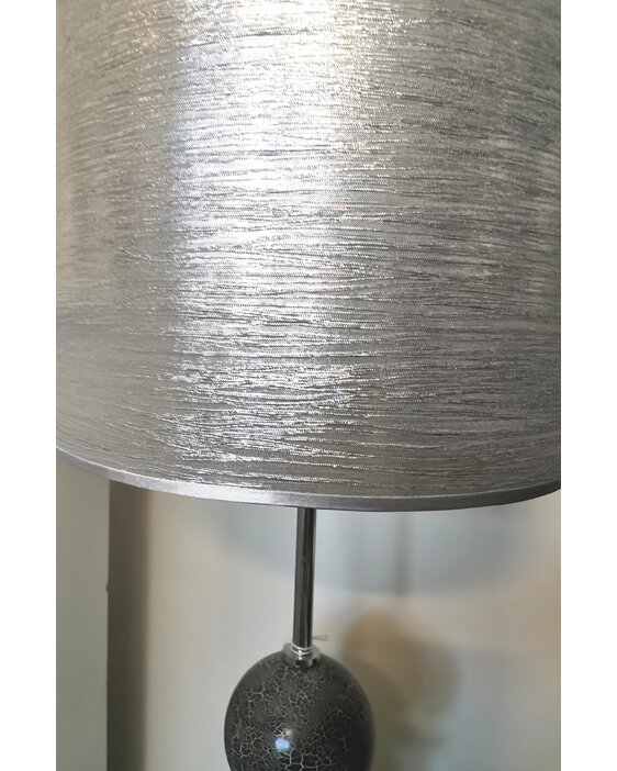 Crackle Floor Lamp with Silver Silk Shade