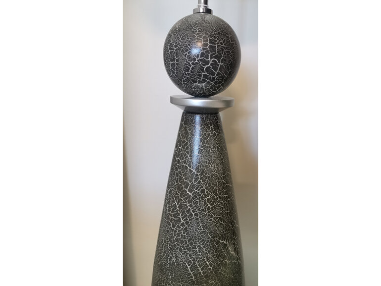 Crackle Floor Lamp with Silver Silk Shade