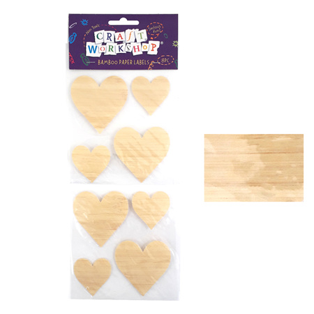 Craft Bamboo Adhesive Heart Tag 5cm