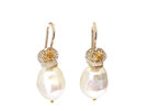 cream baroque pearl earrings sterling silver coral flowers gold lilygriffin nz