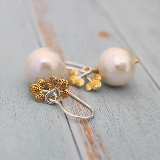 cream pearl earrings silver gold buds wedding bride lily griffin jewellery nz