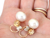 cream pearl earrings wedding bride gold silver flowers lily griffin jewellery nz