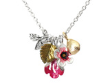 create charm necklace custom personalize flowers floral bee gold silver