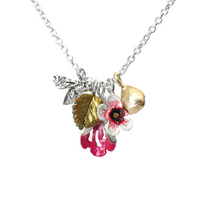create charm necklace custom personalize flowers floral bee gold silver