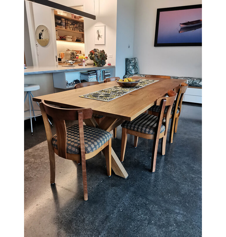 Criss Cross Dining Table Oak solid wood new zealand made furniture
