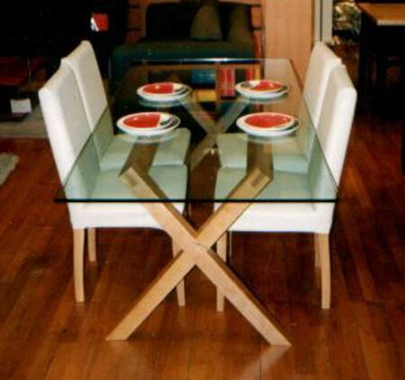 Criss Cross Glass Top Dining Table & Desk