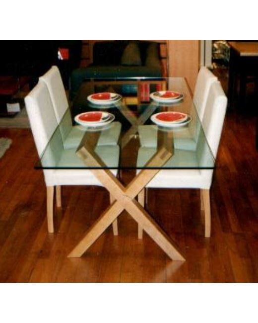 Criss Cross Glass Top Dining Table  New Zealand Made to Order