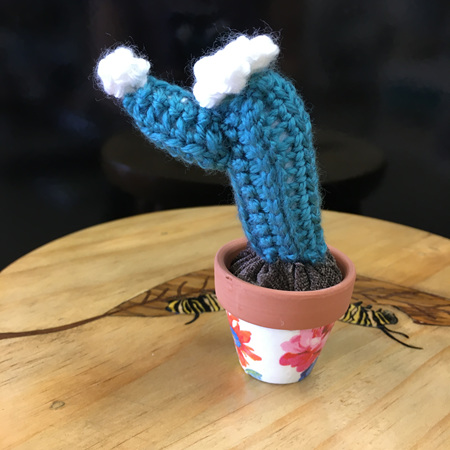 Crocheted Cactus in Decoupage Terracotta Pot
