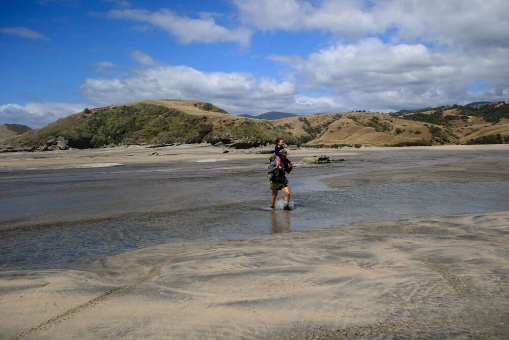 Crossing the anaweka river with a baby toddler