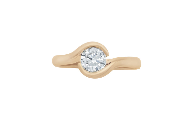 Crossover Diamond Solitaire Rose Gold Platinum Engagement Ring