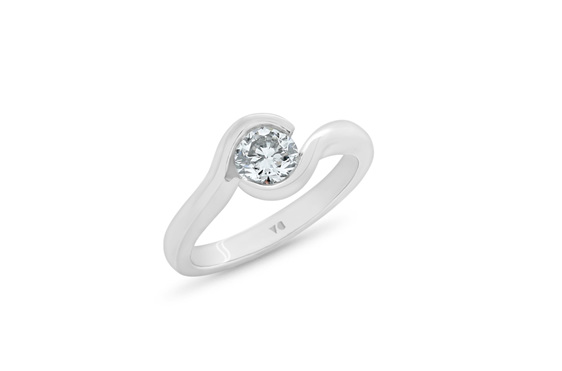 Crossover Diamond Solitaire White Gold Platinum Engagement Ring