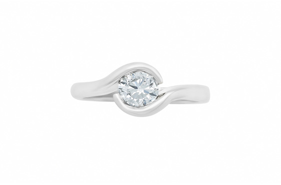 Crossover Solitaire White Gold Platinum Engagement Ring
