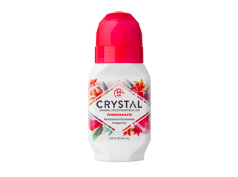 Crystal Body Deodorant, Mineral-Enriched Deodorant Roll-On, Pomegranate, 66 ml
