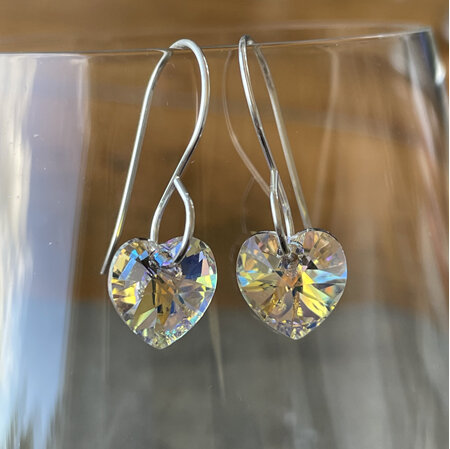 Crystal heart earrings - crystal AB