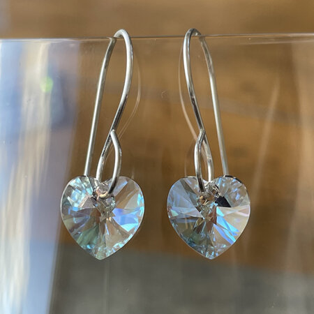 Crystal heart earrings - crystal shimmer