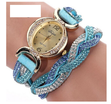Crystal Rhinestone Bracelet Watch - Sky Blue