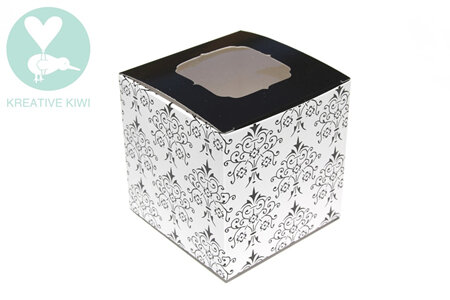 Cupcake Box with White Holder - Damask (100/pack)