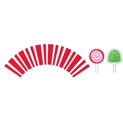Cupcake Wraps & Matching Picks  - Candy Canes pack of 12