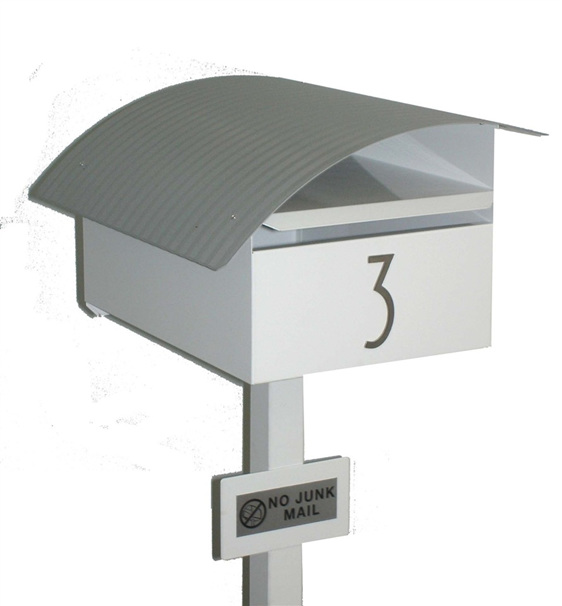 Curved Roof Letterbox with Mounting Post