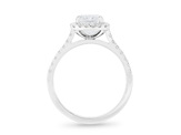 Cushion cut diamond halo cluster engagement ring in platinum 18ct white gold