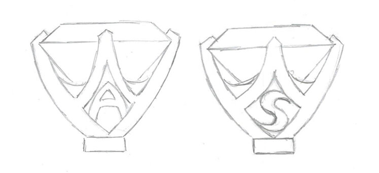 custom designed couple initials diamond engagement ring