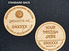 custom wooden discover geocoin, custom design wood coin, made in new zealand