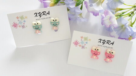 Cute Frog Clip-on Earrings (avail in pink or light green)
