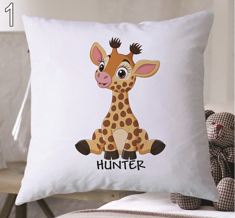 cute giraffe personalised cushion