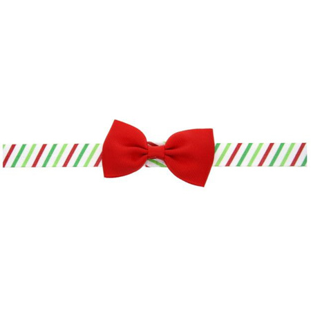 Cute Red Bow Green Striped Headband