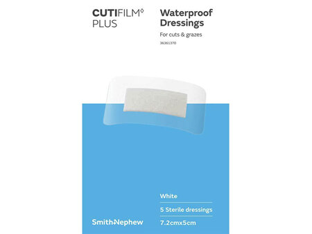 Cutifilm Plus Waterproof Dressings 7.2x5cm 5pk